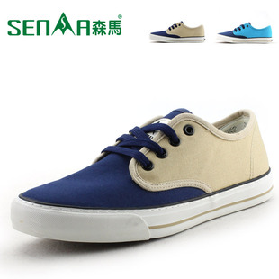  senma森马鞋 夏新品休闲拼色男帆布鞋 低帮平跟系带 韩版 潮