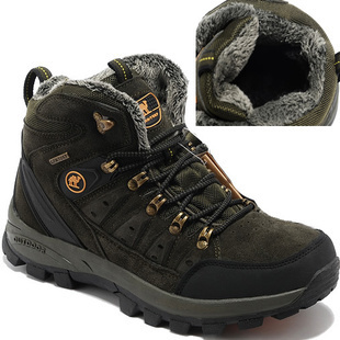  骆驼男鞋冬季保暖棉鞋高帮登山户外运动休闲皮鞋加绒靴子