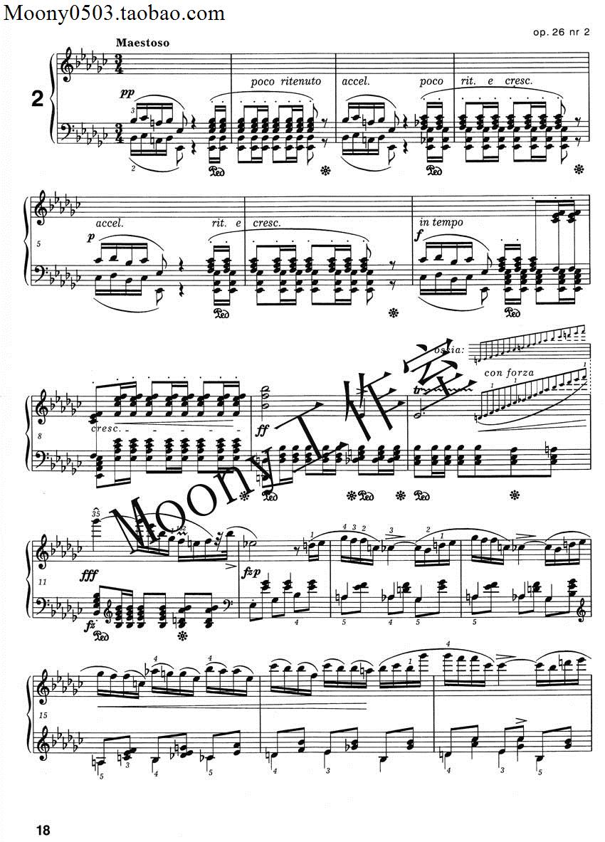 肖邦 降e小调波兰舞曲(op.26 no.2) 钢琴谱 原版