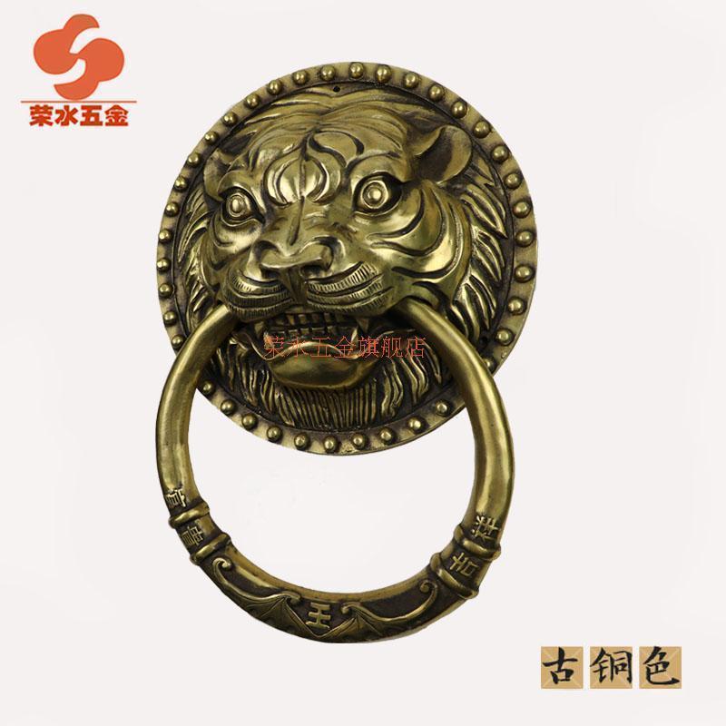 荣水五金新中式古典大门铜兽头门环仿古拉手铜俯首直径23cm G153|msdalam kategori bahan binaan asas, Home Hardware, mengendalikan, mengendalikan - dari Buy2taobao.com untuk memberikan perkhidmatan ejen Taobao profesional membeli