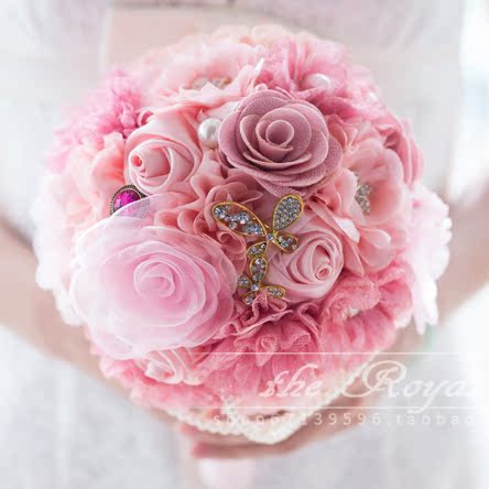 bride Hand tied bouquet Artificial Flower Ribbon silk ribbon Chiffon Korean Hand tied bouquet diy marry wedding Light drill Hand tied bouquetin the Flower delivery/Flowers simulation/Plants gardening , Wedding flower arrangement , Bride holding flowers category - from Buy2taobao.com to provide professional Taobao agent buy service