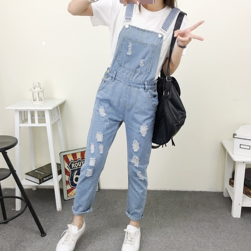 背带裤女春秋2019新款宽松韩版夏ulzzang学生可爱吊带九分牛仔bf在类目 女装/女士精品, 牛仔裤中 - 来自Buy2taobao.com提供专业的淘宝代购服务