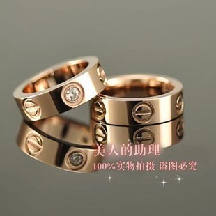  米蕾 经典螺丝LOGO14K玫瑰金彩金尾戒指女情侣对戒子 最高品质