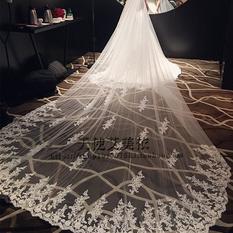 2017新款蕾丝花边头纱超长款新娘结婚头饰发饰大拖尾白纱韩式配饰在类目 服饰配件/皮带/帽子/围巾, 婚纱礼服配件, 头纱中 - 来自Buy2taobao.com提供专业的淘宝代购服务