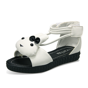  女童鞋212夏季皮革拼接鱼嘴牛皮凉鞋儿童公主鞋女孩卡通兔子凉鞋