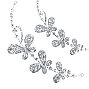  千色新娘倾世蝶恋额饰 水钻结婚头饰白色花朵头花 韩式婚纱发饰品