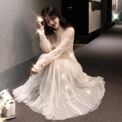 法国复古裙两件套山本连衣裙2019年春款女装气质中长款收腰纱裙子