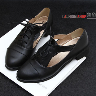  小清新欧美英伦风复古镂空布洛克鞋牛津鞋英伦系带低跟l凉鞋 女鞋