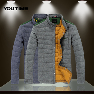  YOUTIME时尚休闲男士轻薄款衬衫式羽绒服保暖羽绒服外套衬