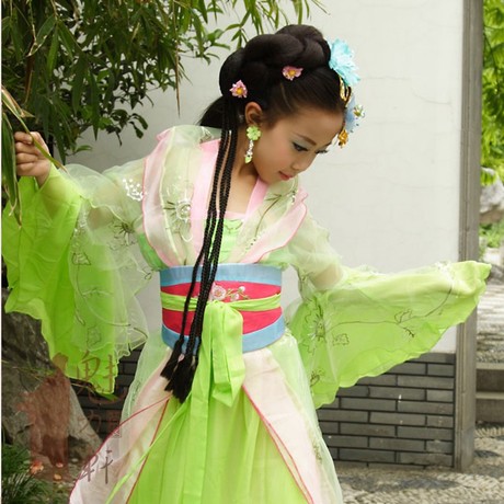绿色小仙女舞蹈裙 古筝演出摄影拍照服装 古代