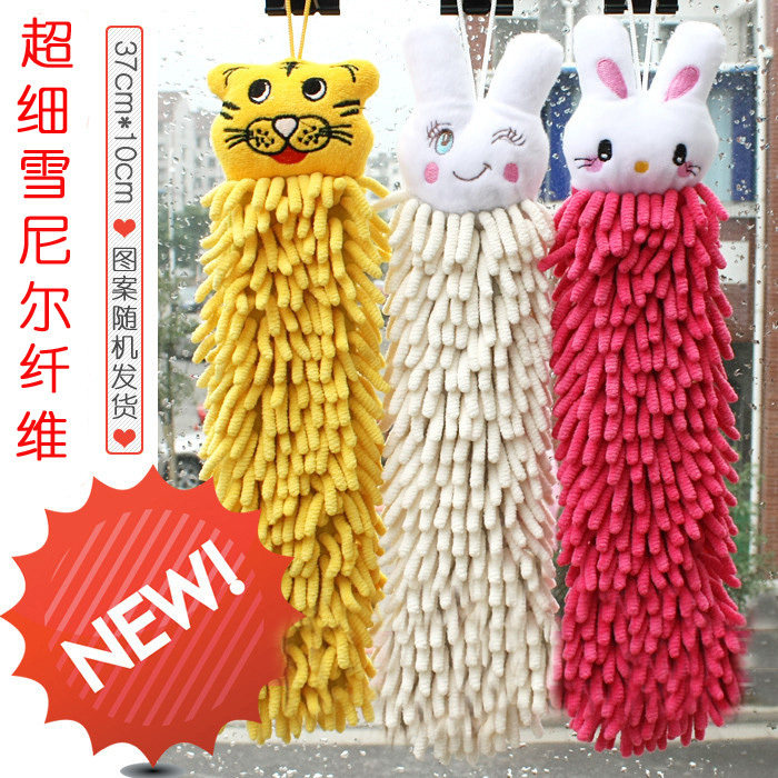 超细雪尼尔纤维擦手巾/可爱卡通超吸水可挂式干燥巾清洁抹布