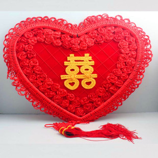  婚庆用品装饰大号桃心玫瑰中国结 手工玫瑰喜字婚房挂饰 婚礼