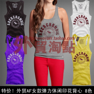  特价 外贸品牌AF 女款欧美时尚街头休闲百搭纯棉罗纹修身背心 8色
