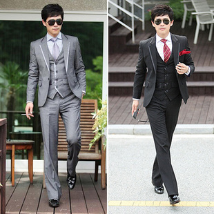  高品质男士休闲西服套装 三件套<衣＋裤＋马甲