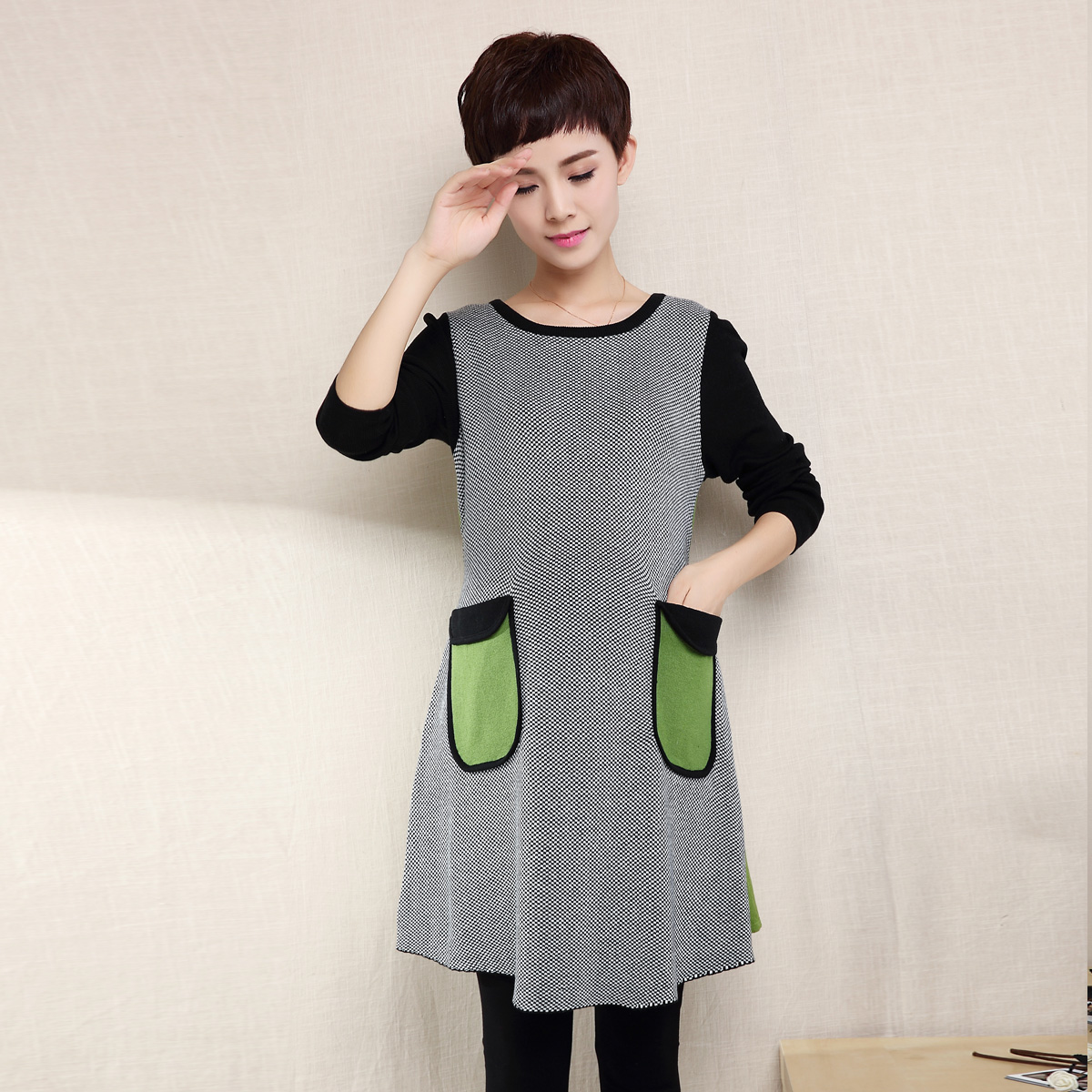 拼色圆领韩版修身孕妇毛衣|msdalam kategori Bekalan Ibu / Ibu / Pemakanan, bersalin, sweater - dari Buy2taobao.com untuk memberikan perkhidmatan ejen Taobao profesional membeli