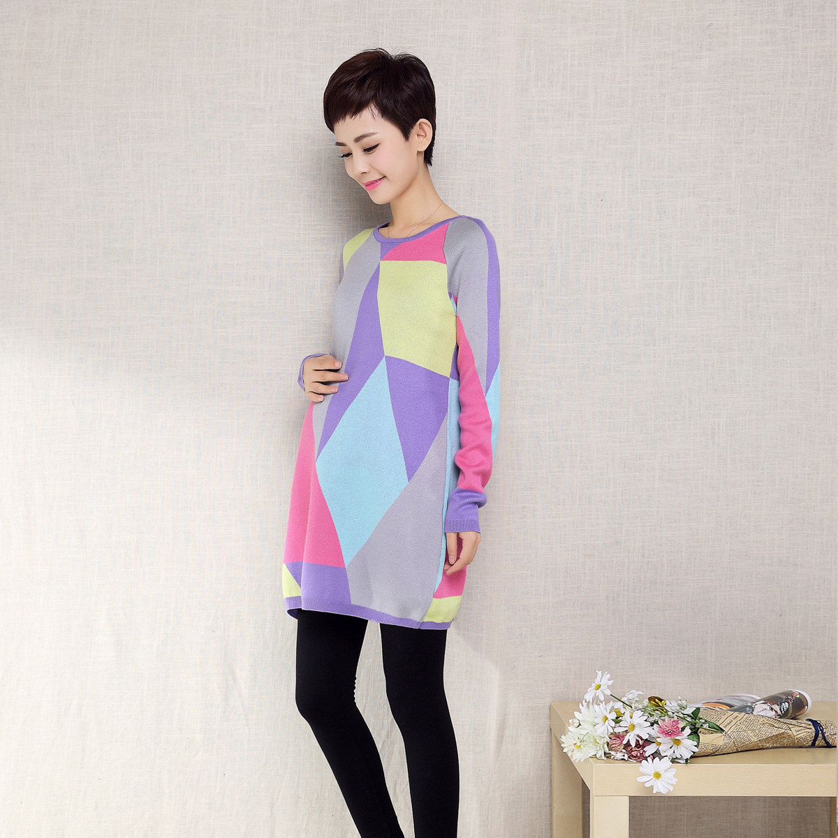 New products Rainbow pregnant woman Sweater dress spring clothes maternity dress fashion Dress Korean Edition Pregnant installed B2100in the Maternity/Maternal supplies/Nutrition , Maternity , Sweaters category - from Buy2taobao.com to provide professional Taobao agent buy service
