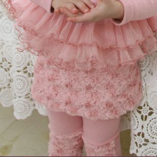  韩国韩版童装女童 超美玫瑰花多绒冬款短裙半身裙子儿童新年装
