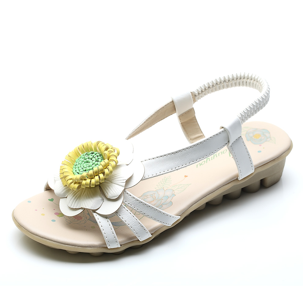 甜美女低跟舒适纯牛筋...