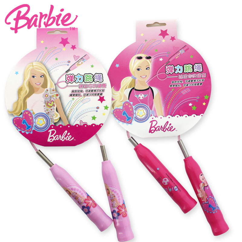 Genuine Barbie Barbie elastic rope skipping cartoons for children health and safety spiral length of rope with plastic handle jump rope adjustable