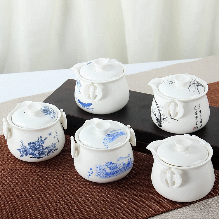 青花瓷手抓壶过滤 大号三才盖碗茶杯茶碗泡茶碗 白瓷陶瓷功夫茶具|ruв категории посуда, чайный сервиз, чайник - от Buy2taobao.com для оказания профессиональной услуги покупки агента Taobao