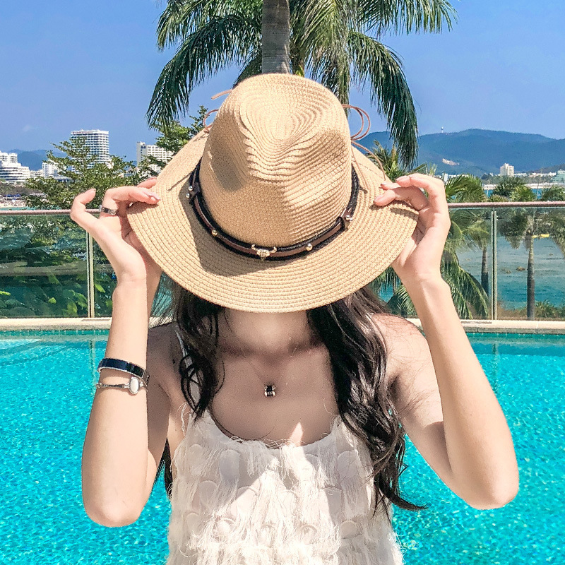 summer Retro Flat Topper Belt buckle Straw hat Rivets outdoors Traveling Sunscreen Sun hat lady sunshade Hatin the Children/Baby/Family fitted , Hat/Muffler/Masks/Gloves/Earmuffs/Booties , Hat category - from Buy2taobao.com to provide professional Taobao agent buy service