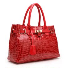 Red Valley Grete 2013 new leather handbags leather crocodile pattern leather bag bride bag glossy platinum
