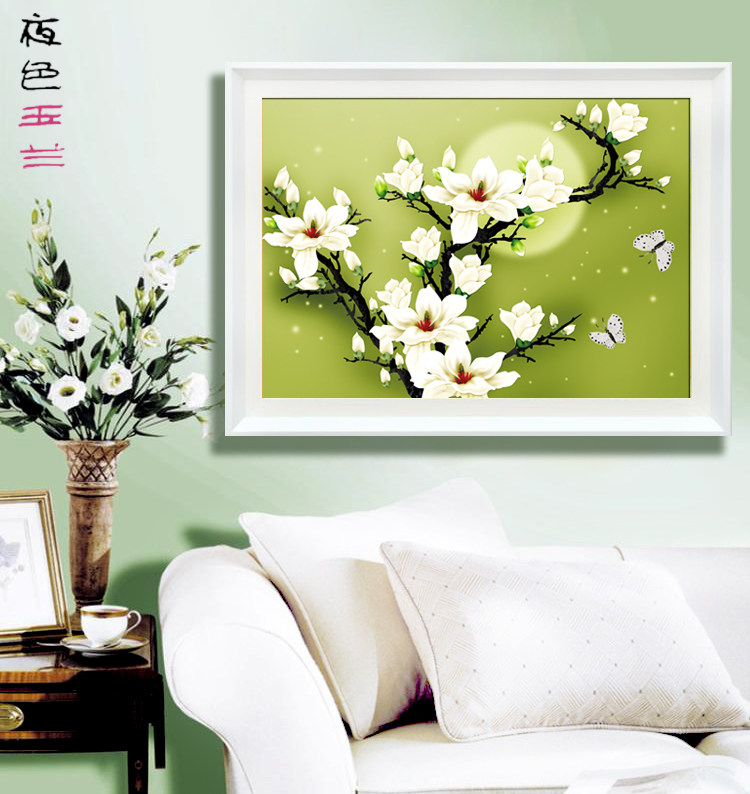 Accurate 3D printed cross stitch new living room bedroom series wire sharp new moon Magnolia 包邮