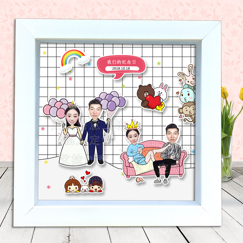 7寸立体情侣相框卡通照片定制送闺蜜爱人伴侣创意生日礼物diy礼品|ruв категории фестиваль товаров/подарок, Другие фестивали товаров - от Buy2taobao.com для оказания профессиональной услуги покупки агента Taobao