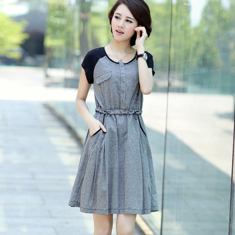 30岁40岁45岁<em>女人</em>衣服<em>夏季</em>新款圆领短袖收腰