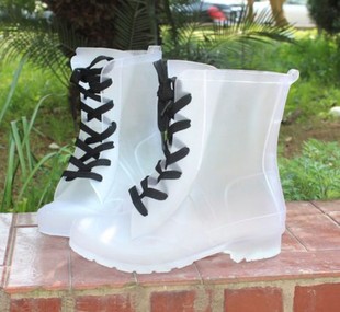  韩版时尚女鞋保暖防滑厚底透明雨鞋雨靴橡胶鞋水鞋水靴短靴马丁靴