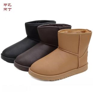  包邮潮流冬款男低筒靴雪地靴厚底皮面防水棉鞋保暖棉靴男式短靴子