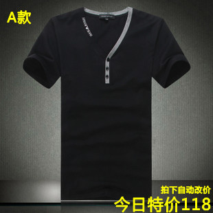 阿玛尼男装专柜款 新款纯棉夏装 Armani短袖T恤男 圆领韩版打底衫