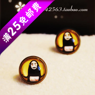  时光宝石耳钉无耳洞耳夹发夹复古小饰品批发【满25元包邮】无脸男