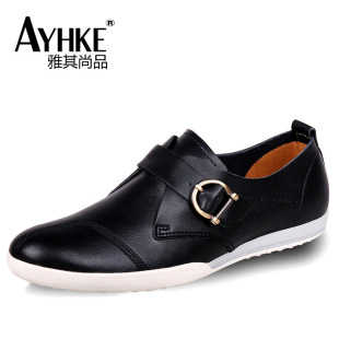  清仓 ayhke牛皮情侣款男式休闲鞋子 男 搭扣滑板鞋 英伦潮鞋