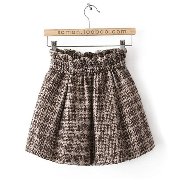 百搭半身裙靴裙格子...