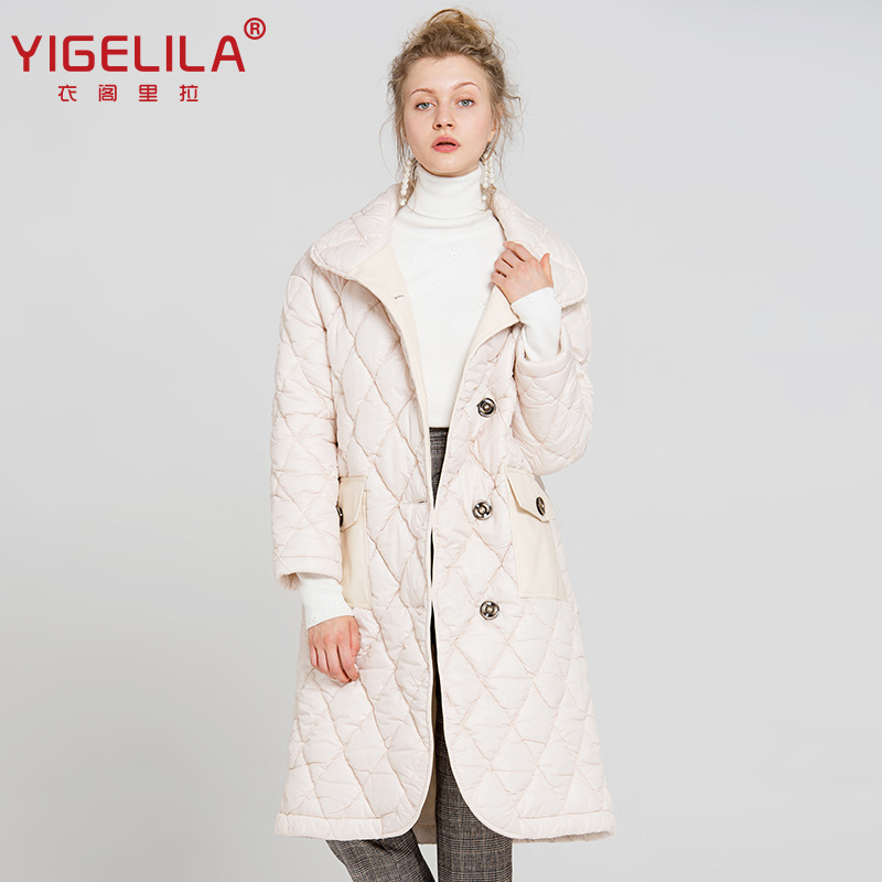 YIGELILA过膝中长款保暖羽绒米白色棉服大衣女9615|ruв категории Женская одежда, хлопок/хлопок - от Buy2taobao.com для оказания профессиональной услуги покупки агента Taobao