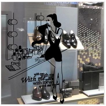 1937鞋子美容美发墙贴纸 服装店铺橱窗装饰玻