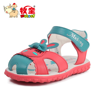  牧童童鞋 夏季新品 女童童鞋 包头宝宝鞋 萌兔图腾儿童凉鞋