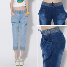 2013 new jeans female harem pants shorts Korean wave elastic waist pant feet pants high school students