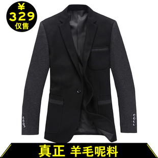  春装新品 男士韩版西服 商务休闲羊毛呢西装男 男韩版西装修身