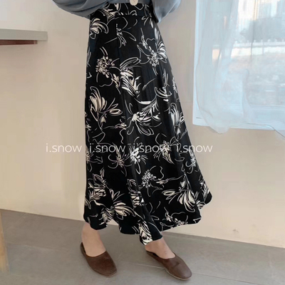 西普 |  高腰中长款碎花半裙韩版百搭a字碎花半身裙（0.14kg）