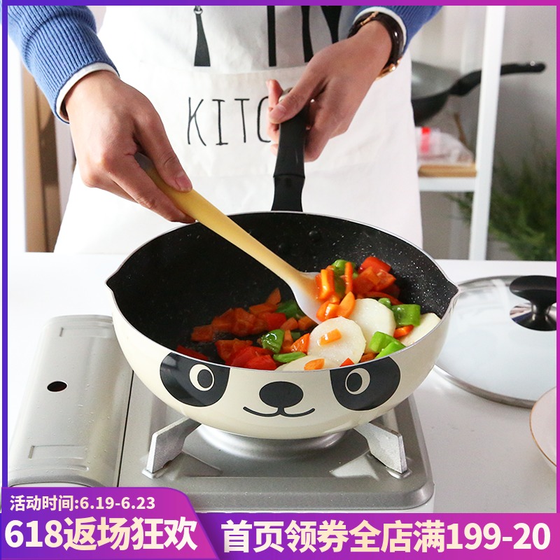 熊猫锅麦饭石不粘锅炒锅雪花酥平底锅煎锅家用炒菜燃气灶电磁炉用在类目 厨房/烹饪用具, 烹饪用具, 锅具/煲/烧水壶, 炒锅中 - 来自Buy2taobao.com提供专业的淘宝代购服务