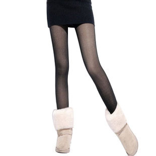  正品女冬季假透肉打底裤防刮抗起球无缝加厚卡拉绒显瘦保暖9分裤