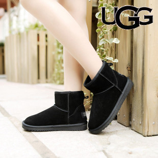  包邮雪地棉5854牛筋底短筒雪地靴 低筒棉鞋 情侣鞋女男鞋短靴黑色