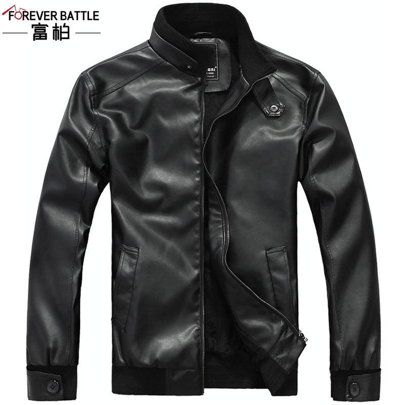Fu Baichun men's leather male Korean version of spring and autumn slim new style leather men's jacket