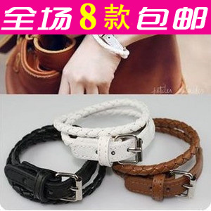  热卖 韩版饰品批发 男女通用情侣 新款时尚多层编织 皮带式手链