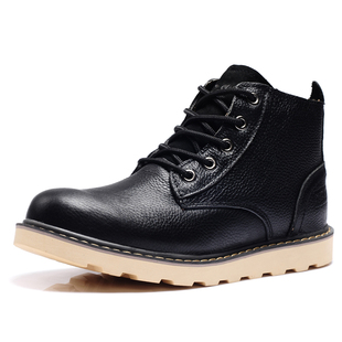  走索时尚潮流男靴子 马丁靴男牛皮工装靴短靴男军靴铆钉雪地靴 男