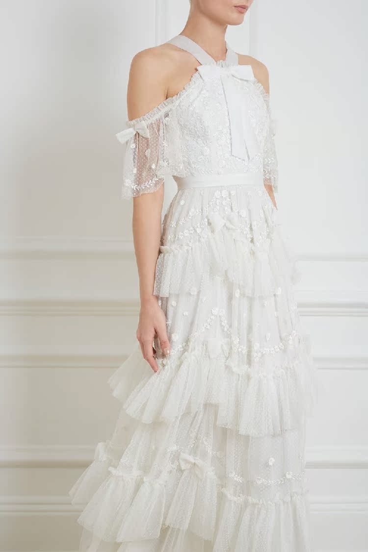 2018 09 U.S.A Official Counter shopping Needle & Thread white Lace Dress full dress longuettein the Women's clothing/Boutique , Wedding/Cheongsam/Formal dress , Formal dress/Evening category - from Buy2taobao.com to provide professional Taobao agent buy service