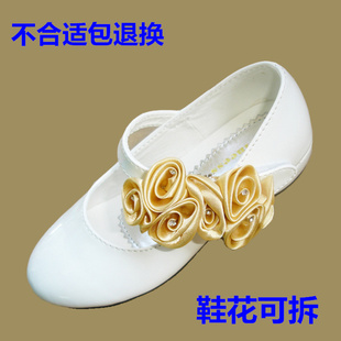  女童公主鞋 韩版春秋款女儿童白色PU亮漆公主花童礼服皮鞋