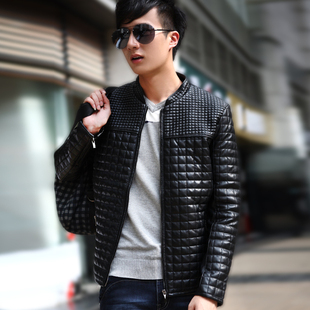  奥派阿西 春装男式皮衣 pu皮衣 外套男装 韩版修身皮夹克男士